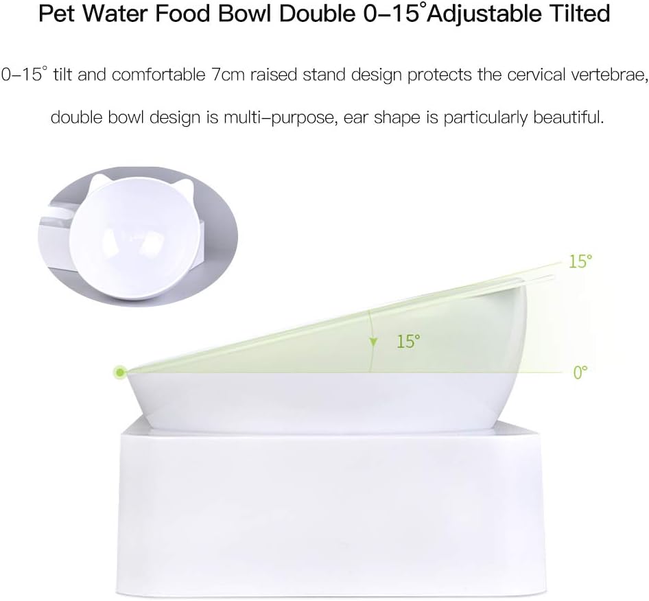 Marchul Cuenco para Gatos, Cuenco para Gatos con inclinación de 15 °, Cuencos antivómitos, Cuencos para Mascotas con Almacenamiento automático de Agua 2 en 1, Disponibles para Gatos y Cachorros