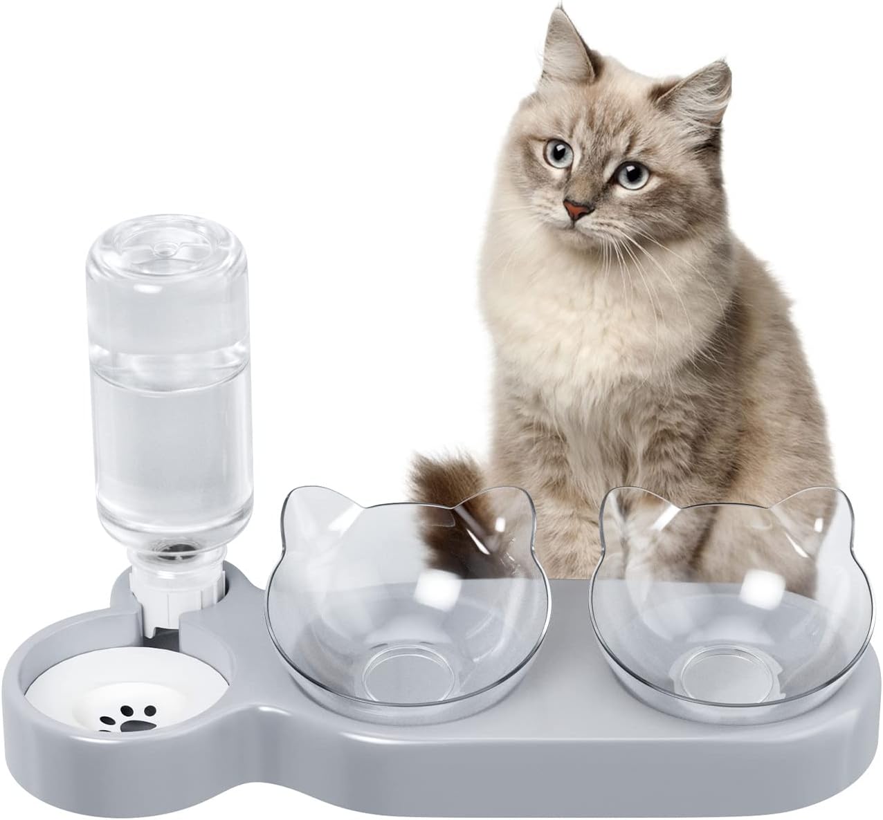 Cuenco para Gatos, reclinable a 15° de Agua para Gatos, Cuenco de Gato automático, comederos y bebederos para Gatos, Cuenco de Gato Antideslizante, Cuenco para Gatos