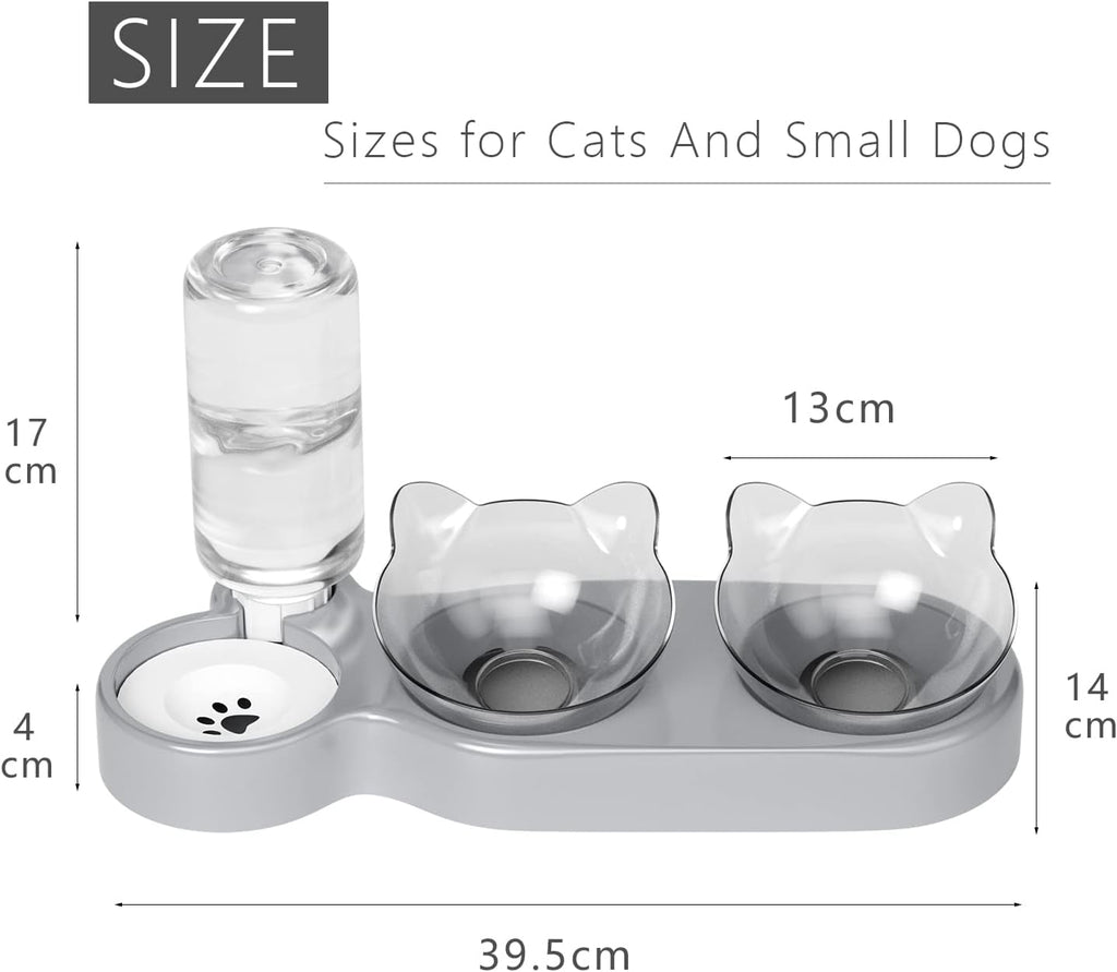 Cuenco para Gatos, reclinable a 15° de Agua para Gatos, Cuenco de Gato automático, comederos y bebederos para Gatos, Cuenco de Gato Antideslizante, Cuenco para Gatos