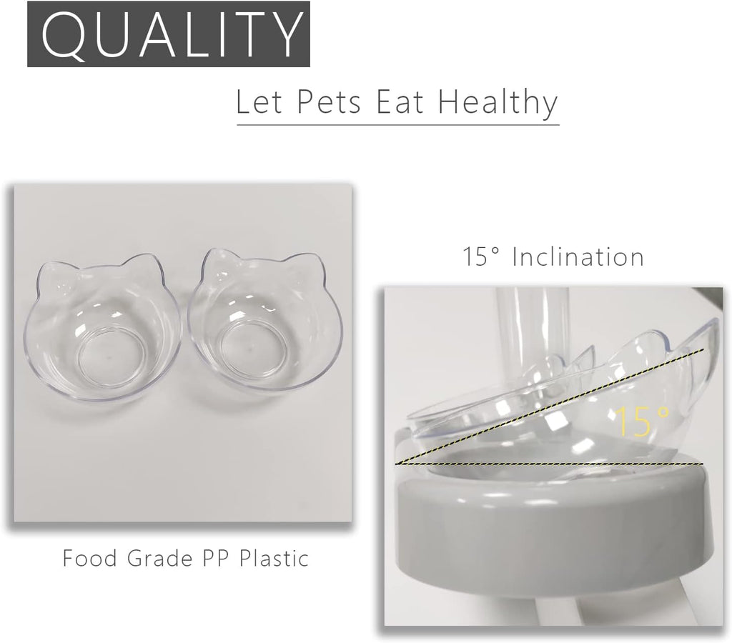 Cuenco para Gatos, reclinable a 15° de Agua para Gatos, Cuenco de Gato automático, comederos y bebederos para Gatos, Cuenco de Gato Antideslizante, Cuenco para Gatos