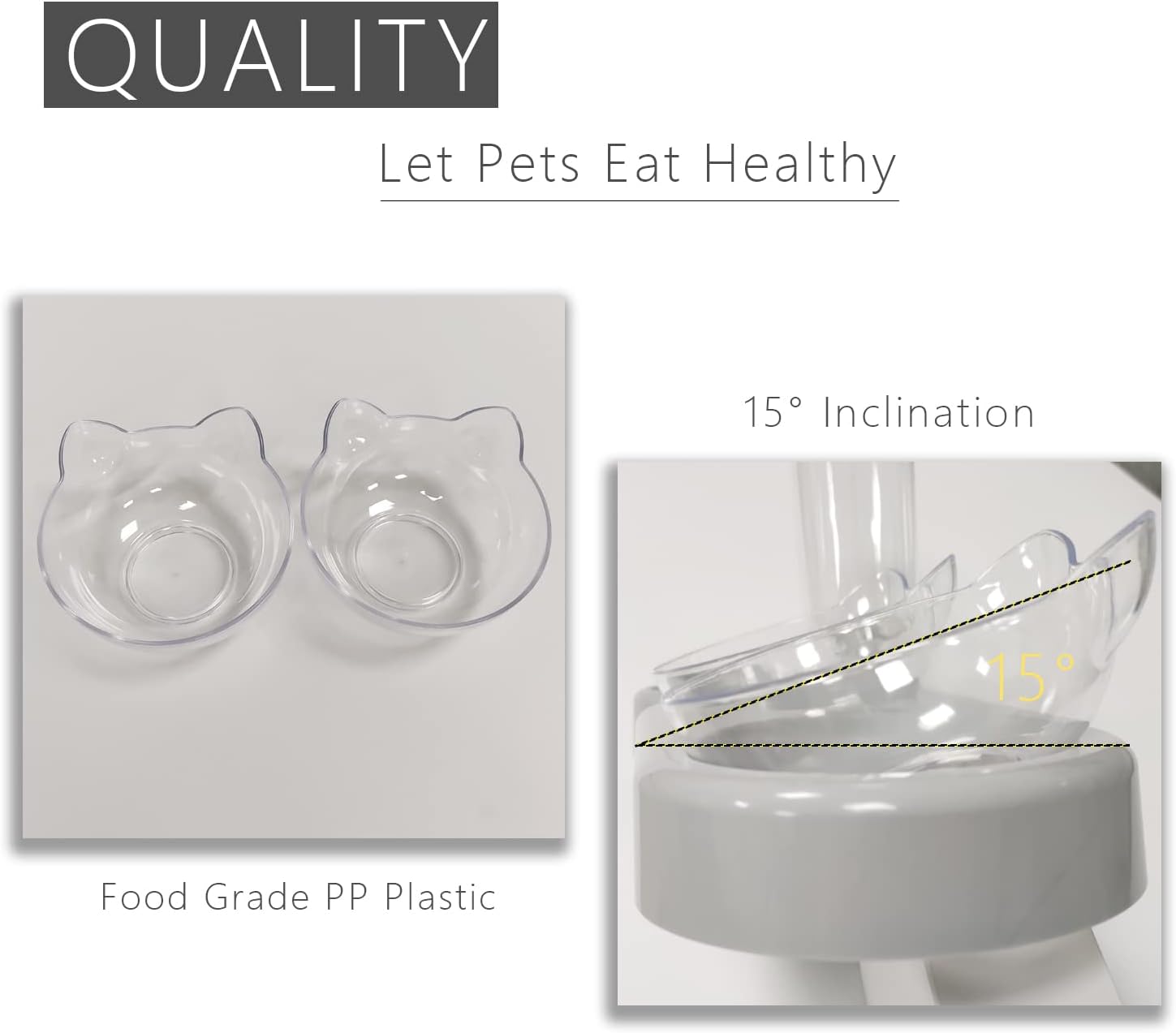 Cuenco para Gatos, reclinable a 15° de Agua para Gatos, Cuenco de Gato automático, comederos y bebederos para Gatos, Cuenco de Gato Antideslizante, Cuenco para Gatos