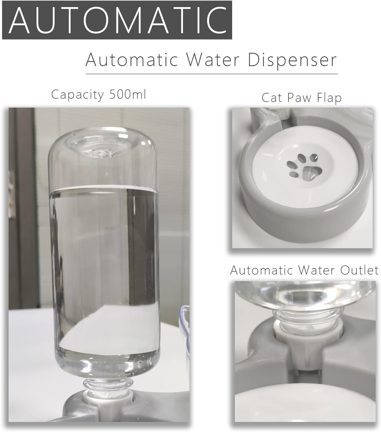 Cuenco para Gatos, reclinable a 15° de Agua para Gatos, Cuenco de Gato automático, comederos y bebederos para Gatos, Cuenco de Gato Antideslizante, Cuenco para Gatos