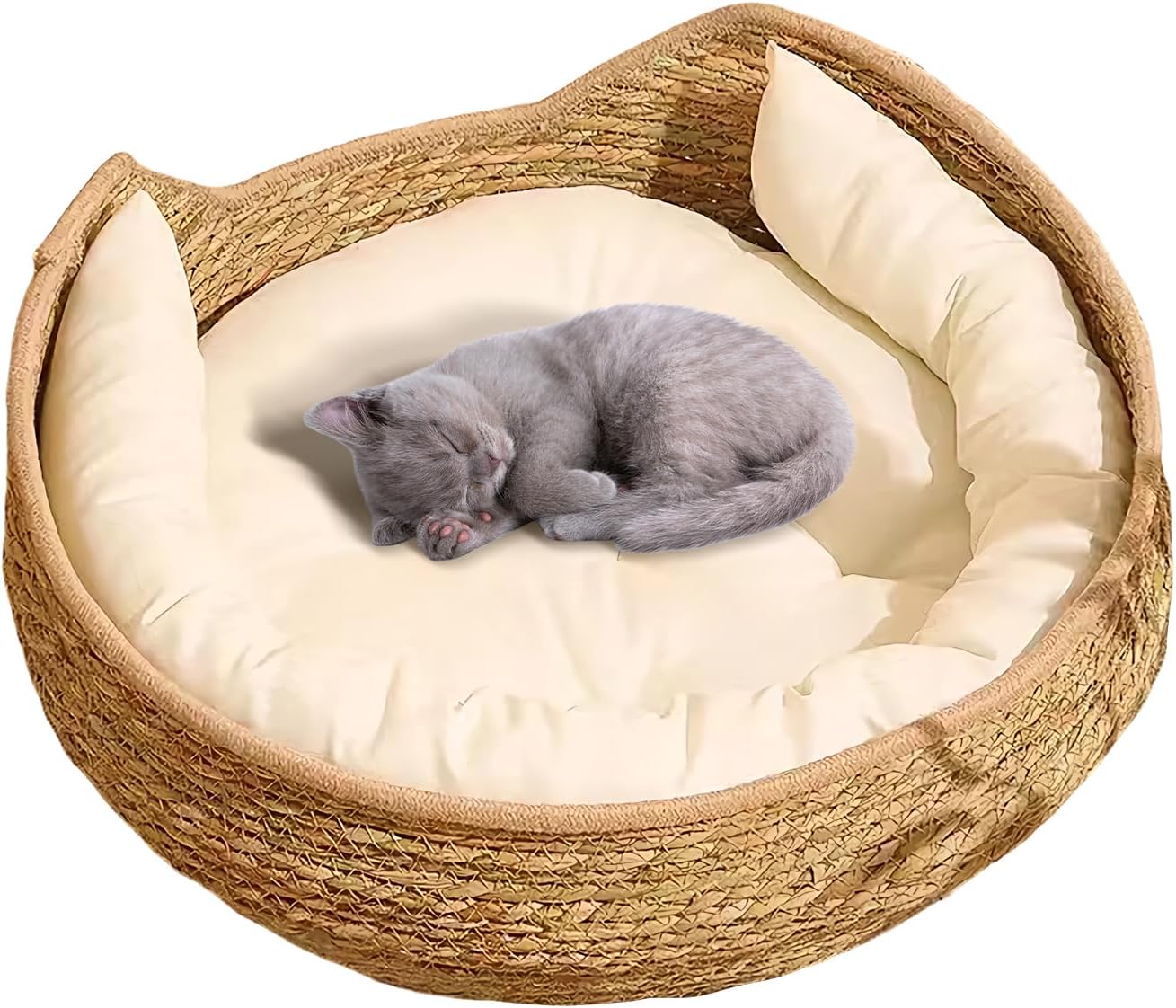 Genérico de Gato: Cama de Cesta Tejida de 5 Pulgadas para un Descanso, Comodidad de Toda la Temporada con función de Dormir y rascarse, Muebles de Almohada para Cachorros para