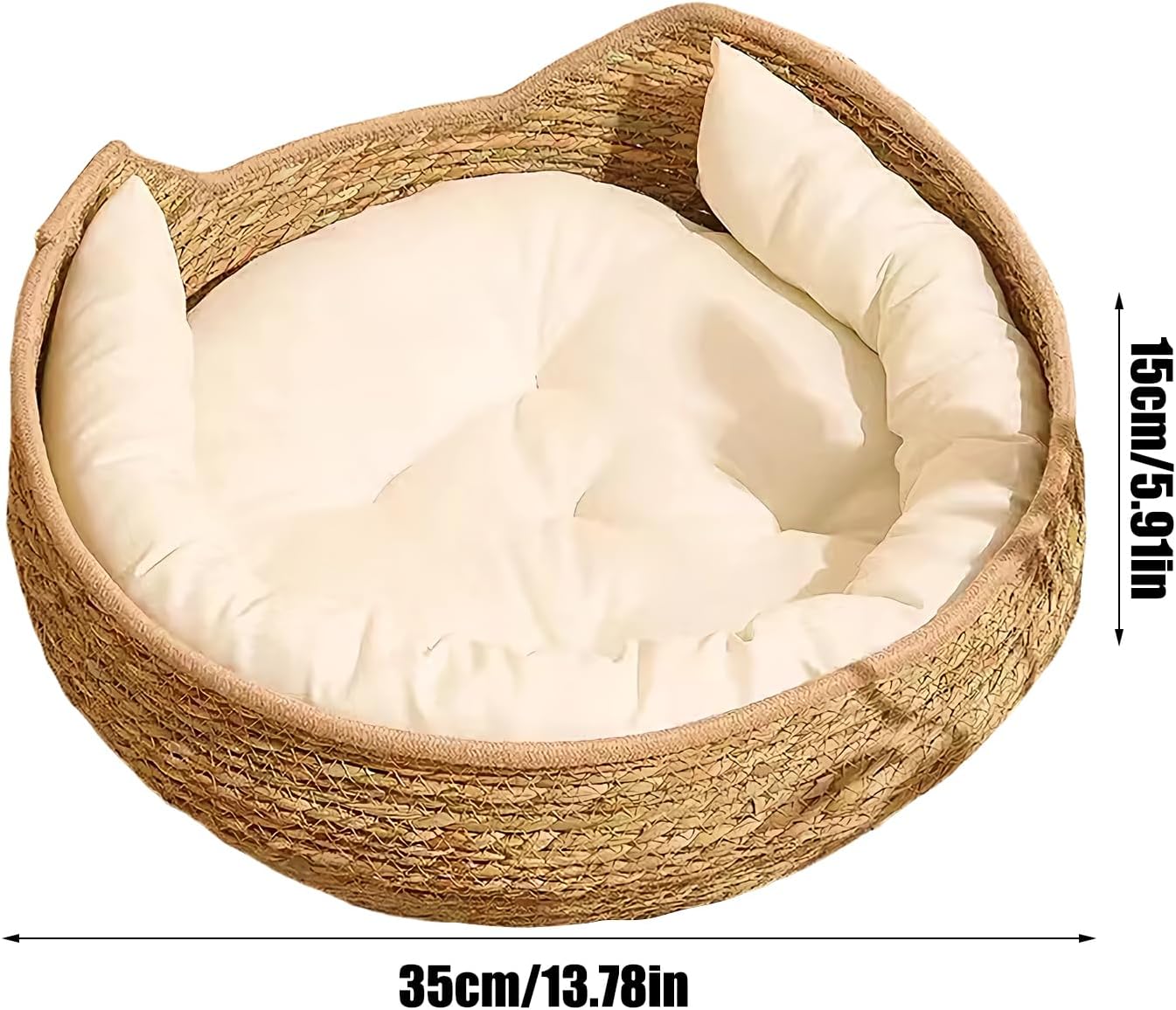 Genérico de Gato: Cama de Cesta Tejida de 5 Pulgadas para un Descanso, Comodidad de Toda la Temporada con función de Dormir y rascarse, Muebles de Almohada para Cachorros para
