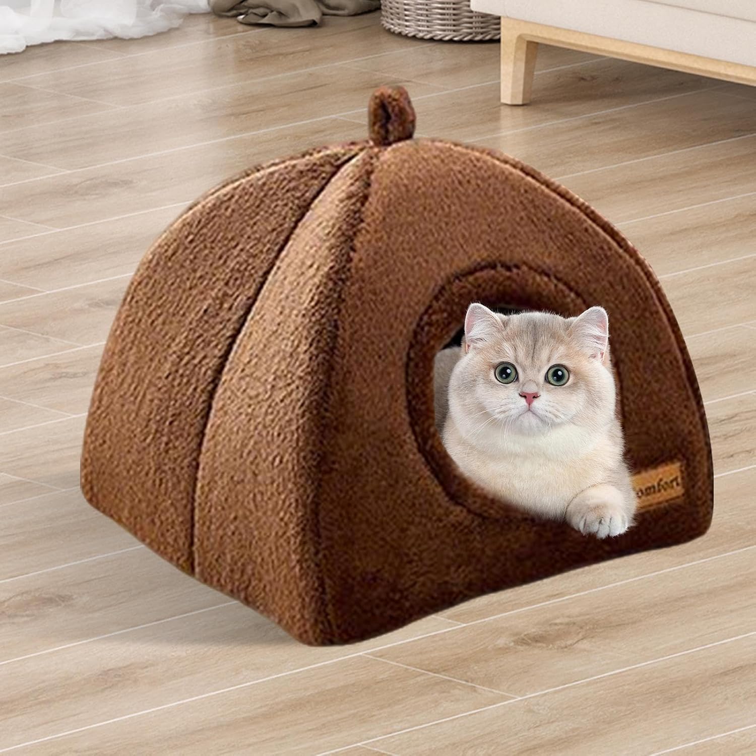 Cama Cueva para Gatitos - Refugio Cálido de Felpa para Gatos de Interior,Accesorio Mascotas, Térmico Invernal Descanso para Gatos