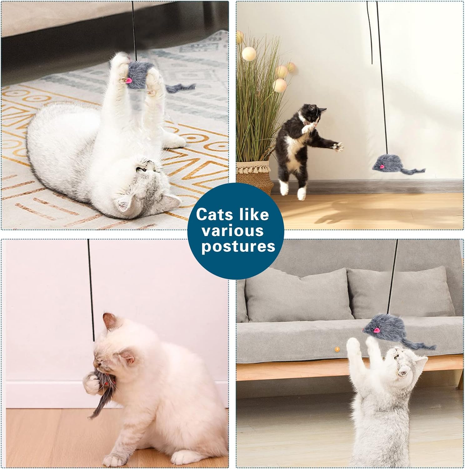 Kalimdor Juguetes interactivos de plumas de gato, juguete retráctil para gatos, diversión para gatitos, ejercicio físico mental mental rompecabezas juguetes para gatitos