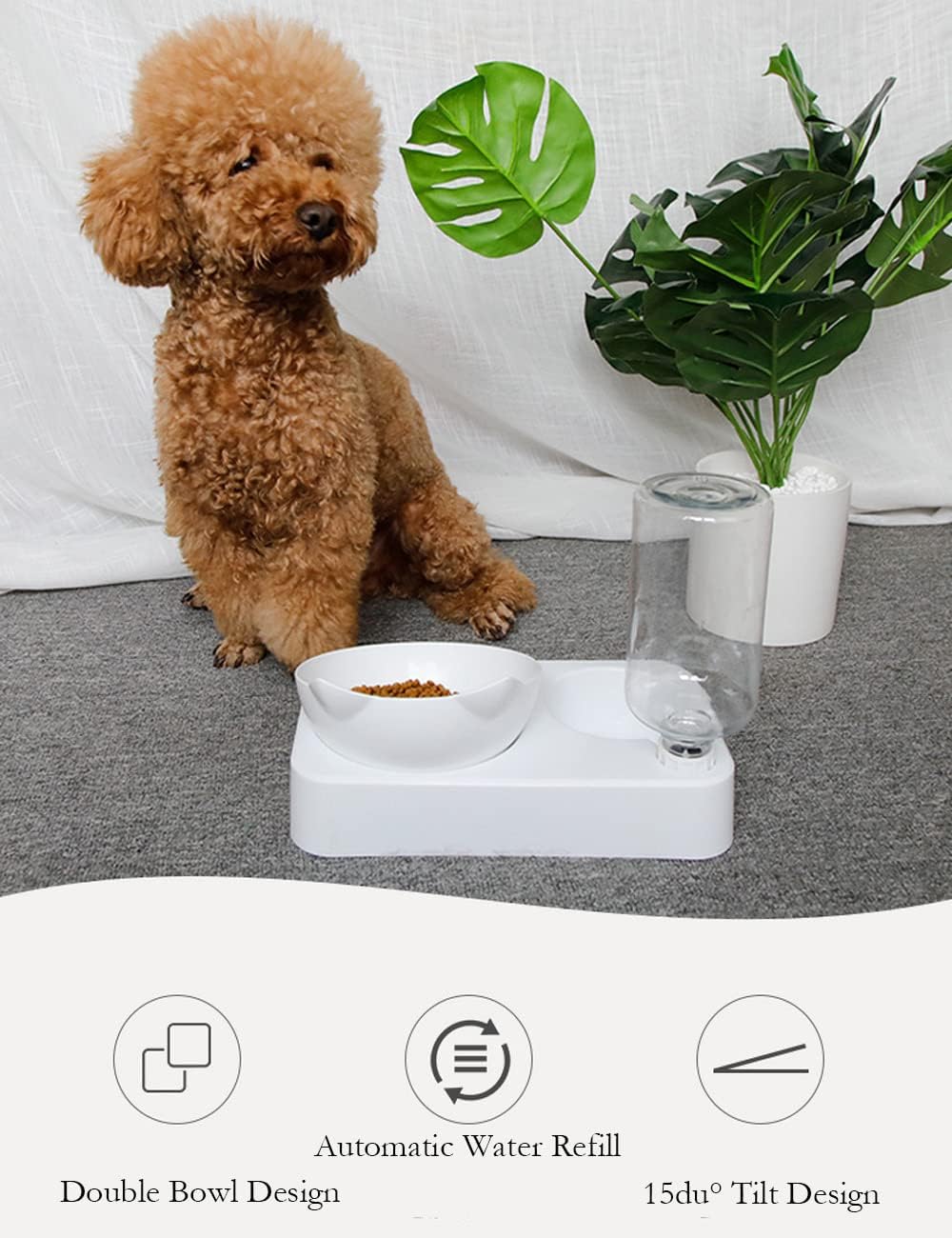 Marchul Cuenco para Gatos, Cuenco para Gatos con inclinación de 15 °, Cuencos antivómitos, Cuencos para Mascotas con Almacenamiento automático de Agua 2 en 1, Disponibles para Gatos y Cachorros