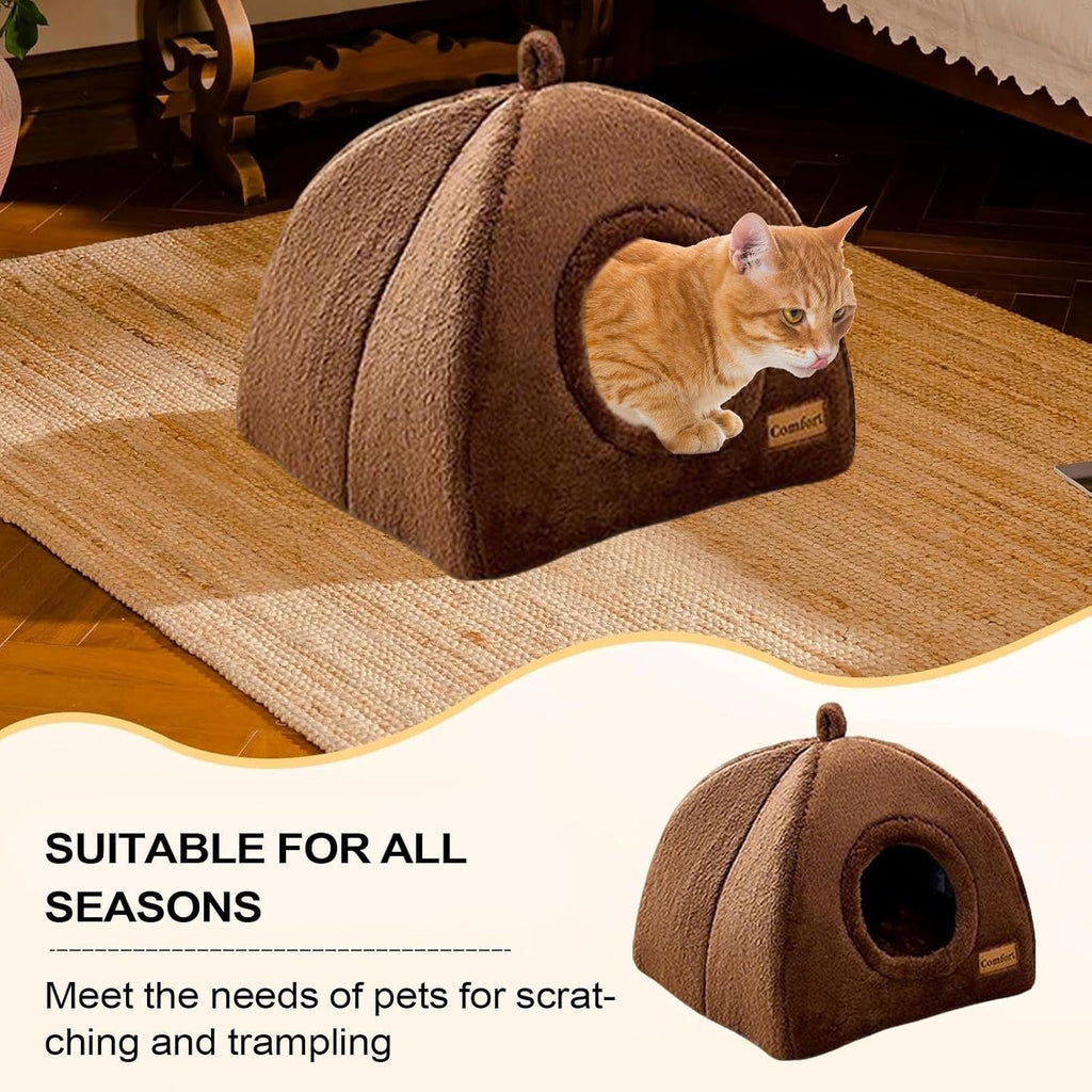 Cama Cueva para Gatitos - Refugio Cálido de Felpa para Gatos de Interior,Accesorio Mascotas, Térmico Invernal Descanso para Gatos